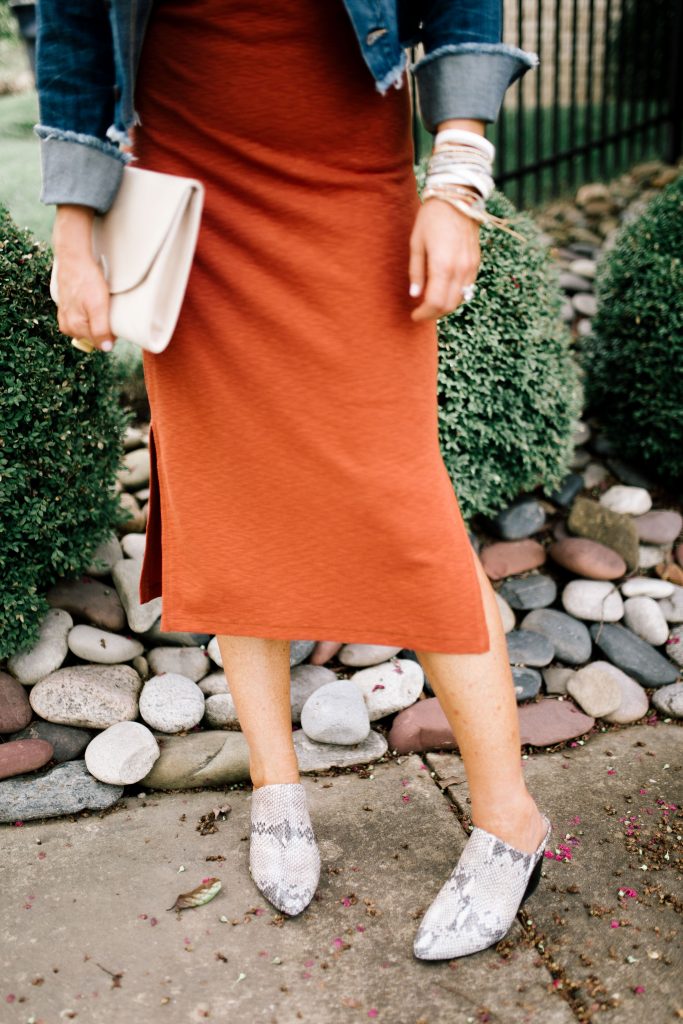 Cute Winter Shoes  featured by top US fashion blog, Hello! Happiness: image of a woman wearing snakeskin mules