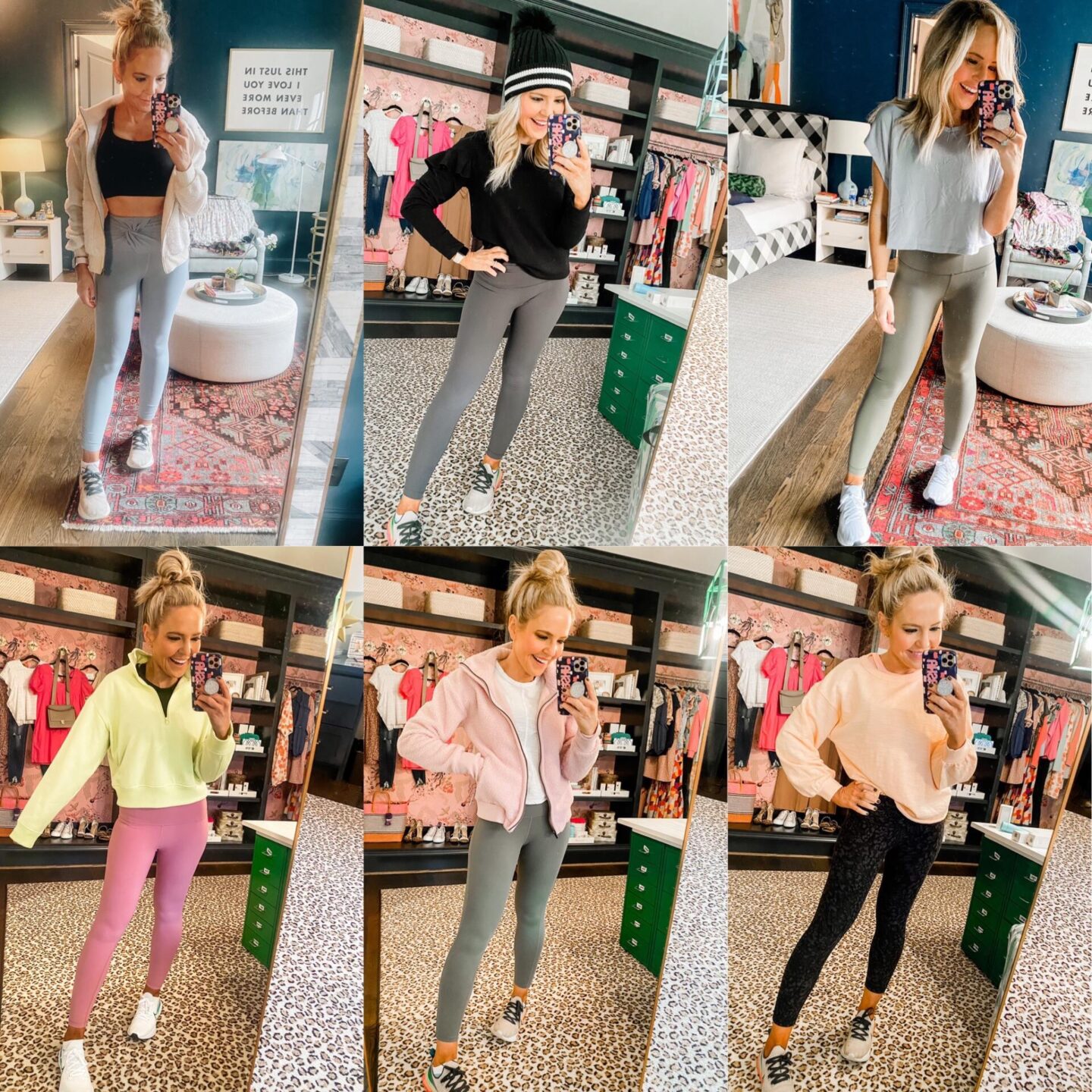 Faster Way to Fat Loss by popular Nashville lifestyle blog, Hello Happiness: collage image of Natasha Stoneking wearing various workout outfits. 