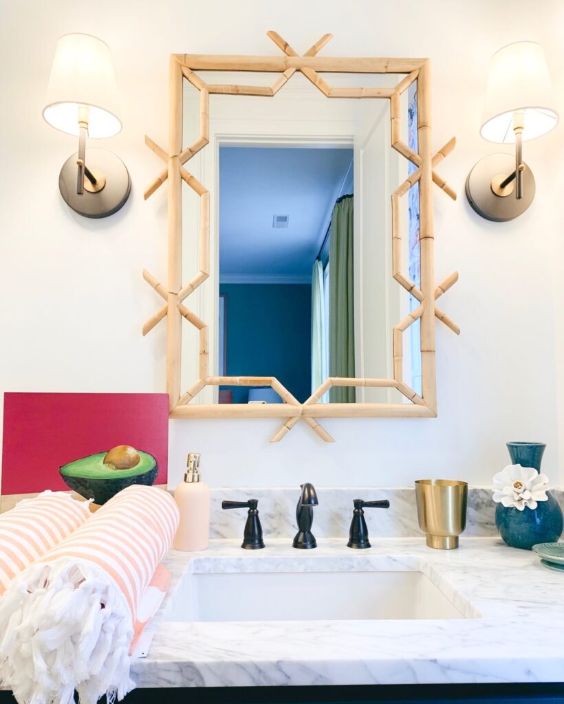 Memorial Day Sales by popular Nashville fashion blog, Hello Happiness: image of a Serena and Lily Lanai Mirror and a Serena and Lily Capri Fouta Beach Towels.