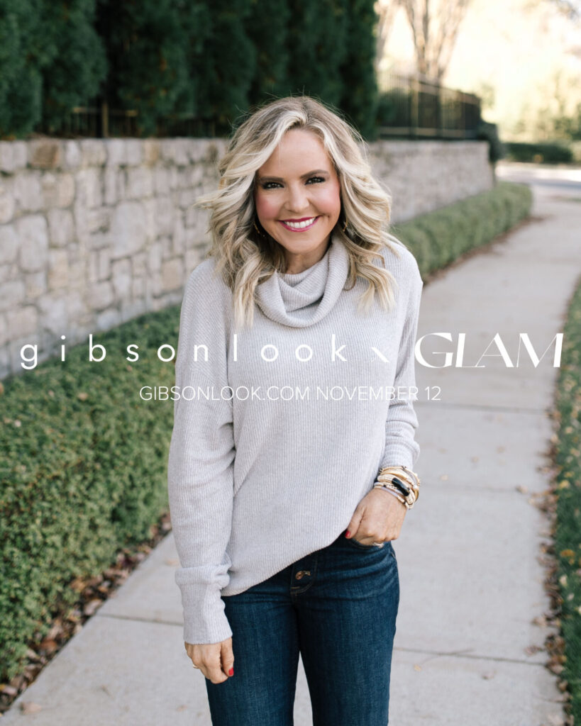 Gibsonlook by popular Nashville fashion blog, Hello Happiness: Pinterest image of a woman wearing a grey slouch neck turtle neck and jeans. 