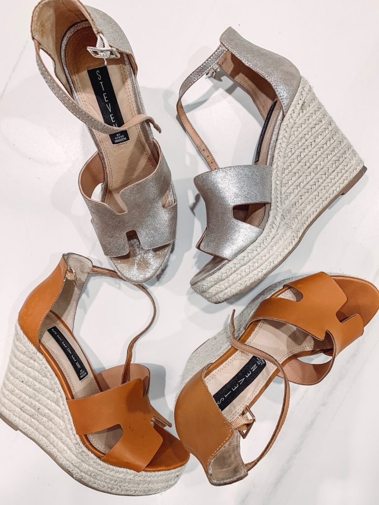 Ready, Set, SHOP! The Best in 4th of July Sales by popular Nashville fashion blog, Hello Happiness: flatlay image of Sirena Wedge Sandals.