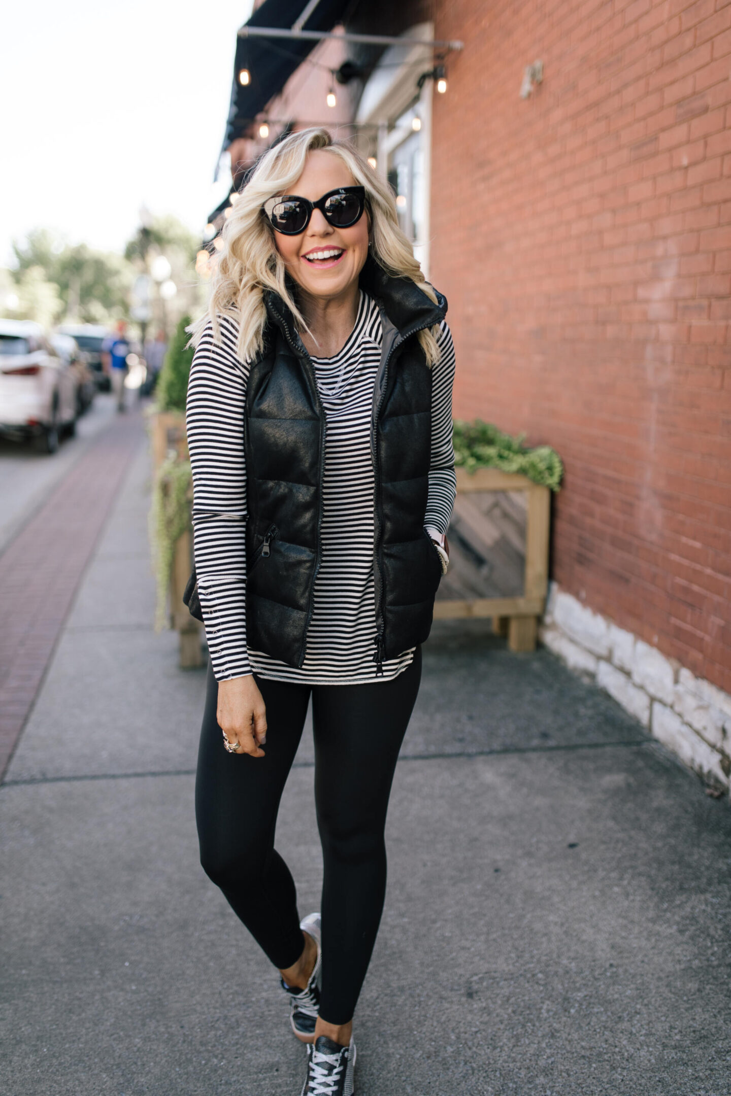 Evereve Vest styled by top Nashville mom fashion blogger, Hello Happiness.