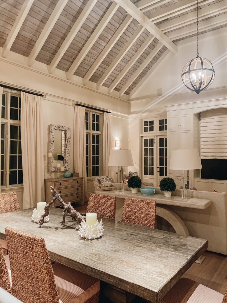 Rosemary Beach by popular Nashville travel blog, Hello Happiness: image of a dinning and living room with beach decor. 