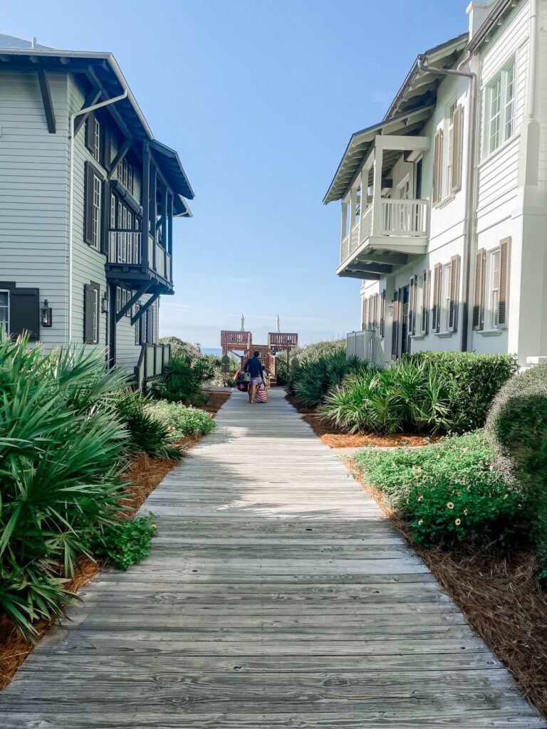 Rosemary Beach by popular Nashville travel blog, Hello Happiness: image of a boardwalk leading to a beach. 