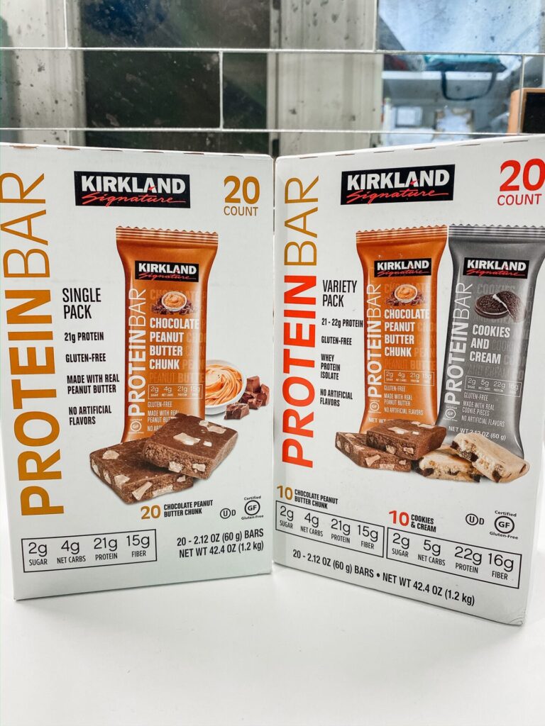 Amazon Favorites by popular Nasvhille life and style blog, Hello Happiness: image of Kirkland Signature Protein Bar boxes. 