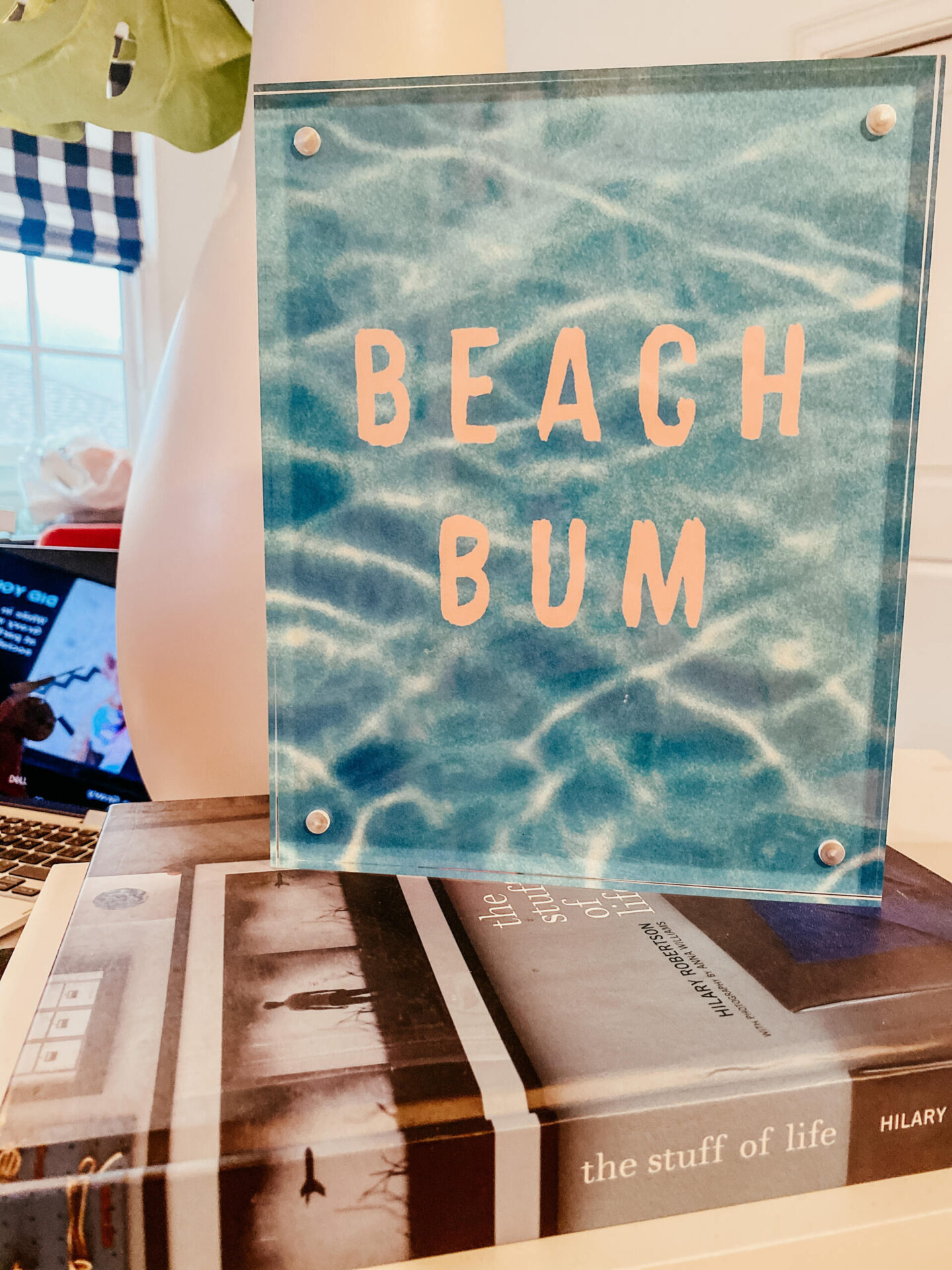 Acrylic Office Supplies by popular Nashville life and style blog, Hello Happiness: image of a acrylic beach bum art decor. 