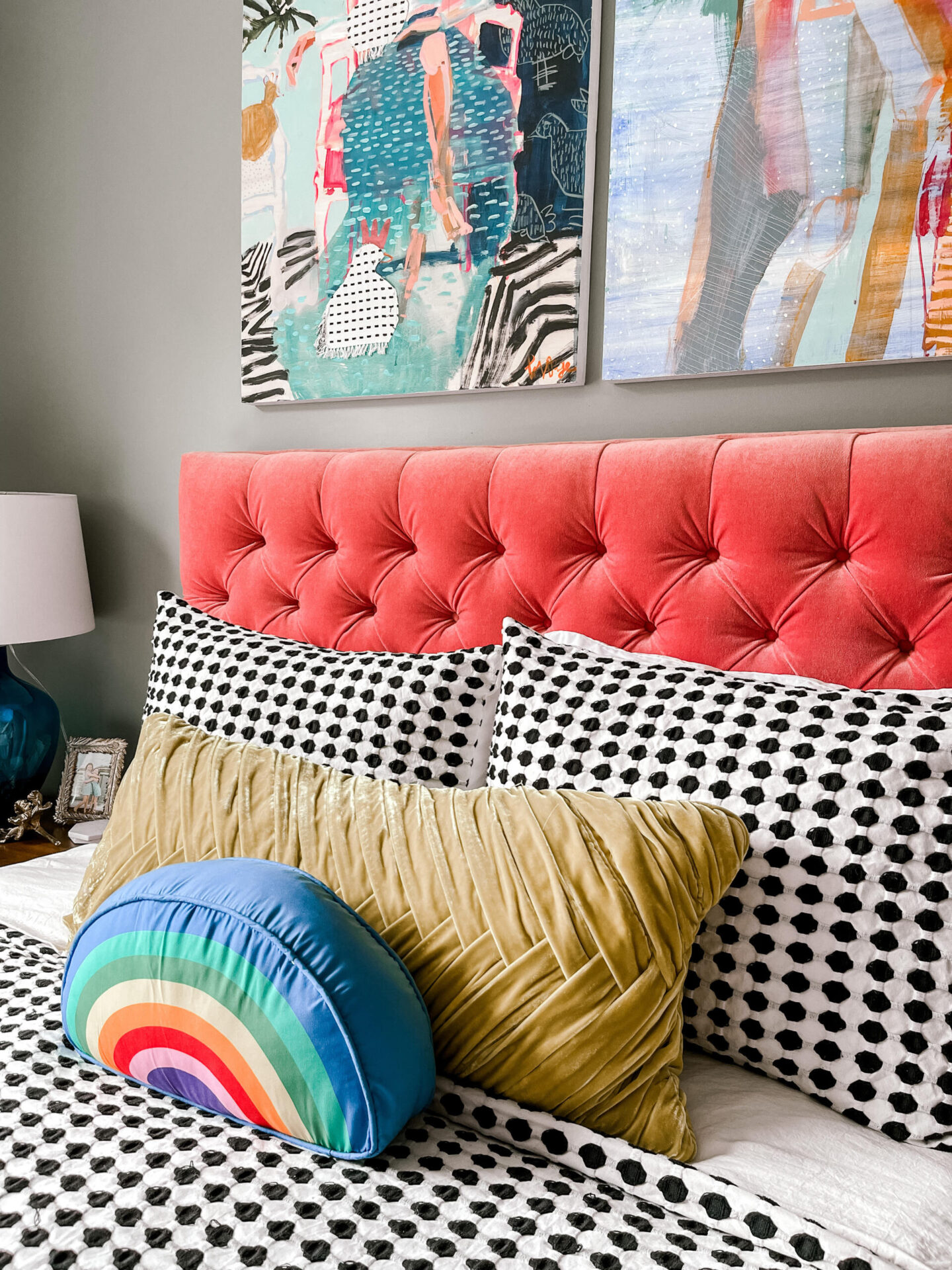 Smarts and Crafts by popular Nashville lifestyle blog, Hello Happiness: image of Smarts and Crafts rainbow throw pillows. 