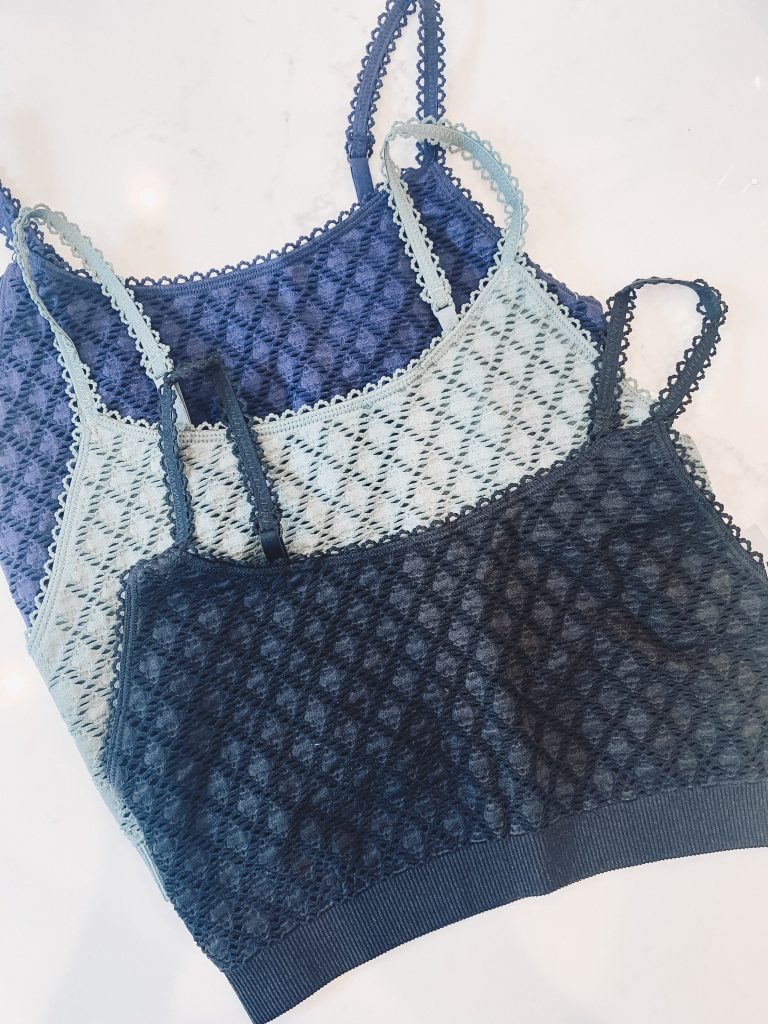 The Friday Five...by popular Nashville life and style blog, Hello Happiness: image of three blue AERIE CHILL SCOOP LONGLINE BRALETTE.