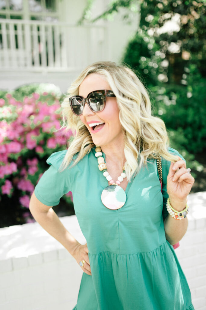 Small Shops by popular Nashville life and style blog, Hello Happiness: image of Natasha Stoneking wearing a Brooke Lancaster necklace. 