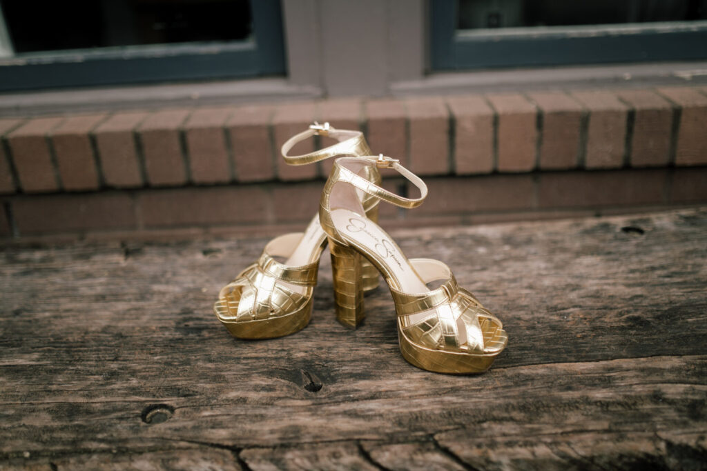 Cute Spring Shoes by popular Nashville fashion blog, Hello Happiness: image of Jessica Simpson Mishka Metallic Croco Embossed Platform Dress Sandals. 