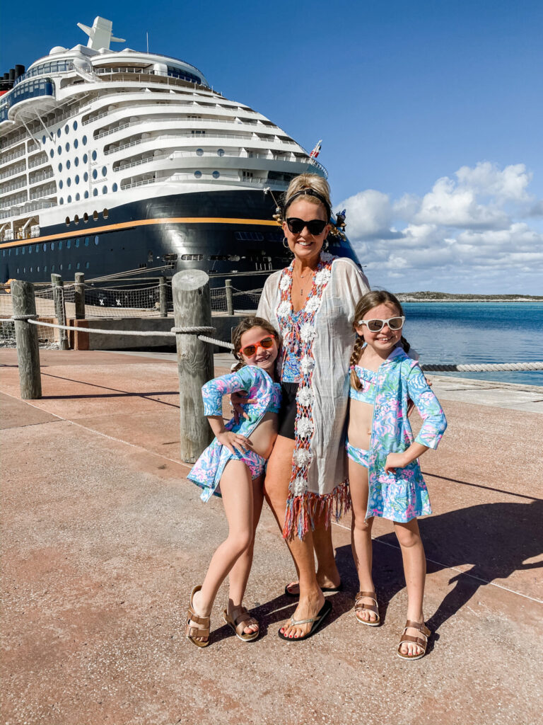 Disney Creators Celebration by popular Nashville lifestyle blog, Hello Happiness: image of two girls and their grandma standing together at Castaway Cay Bahamas. 