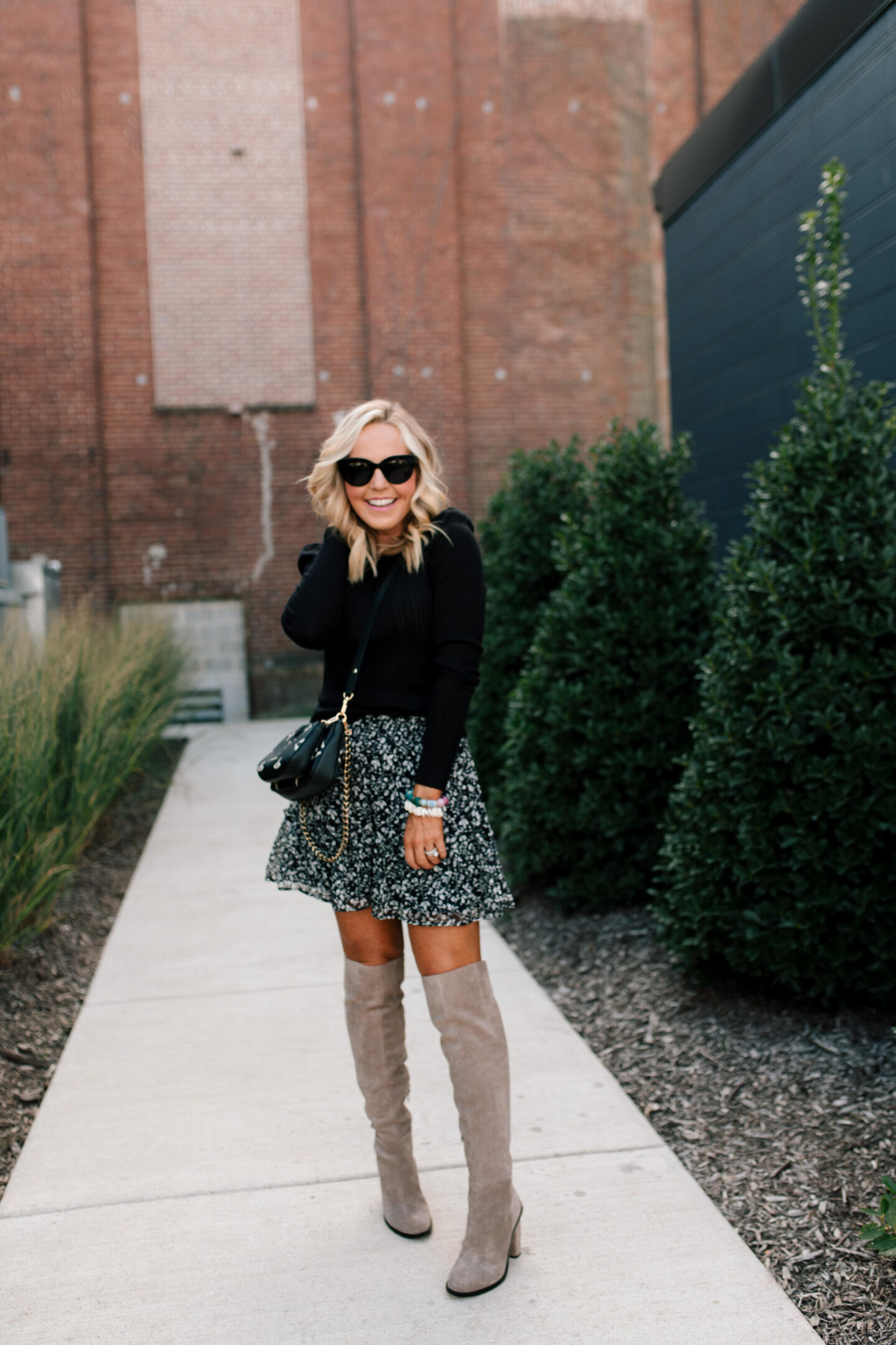 Skirt and Sweater Look styled by top Nashville fashion blogger, Hello Happiness