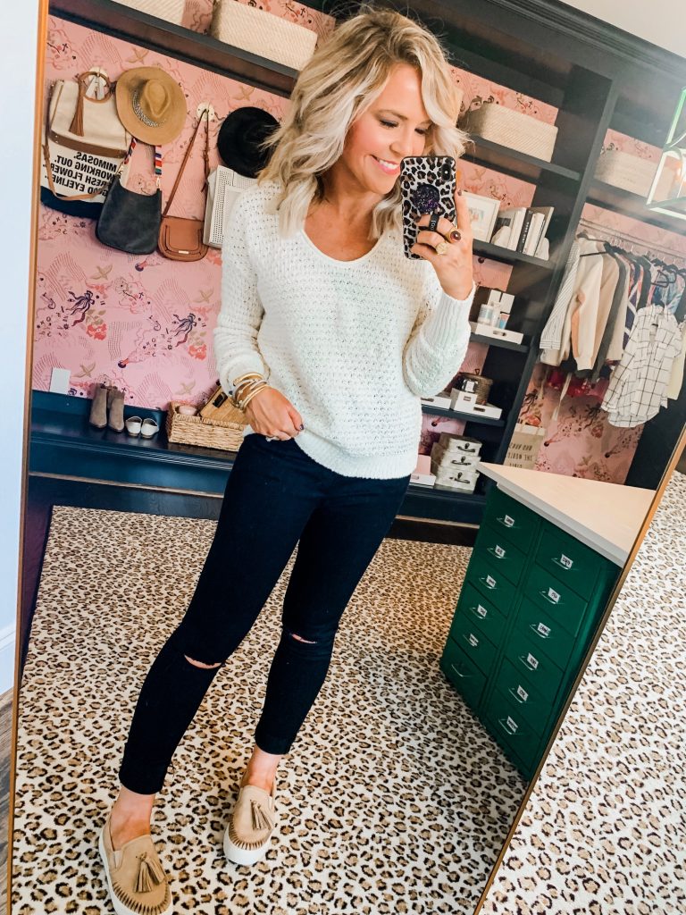 The Friday Five...by popular Nashville life and style blog, Hello Happiness: image of a woman wearing a Abercrombie and Fitch Slouchy Scoopneck Sweater.
