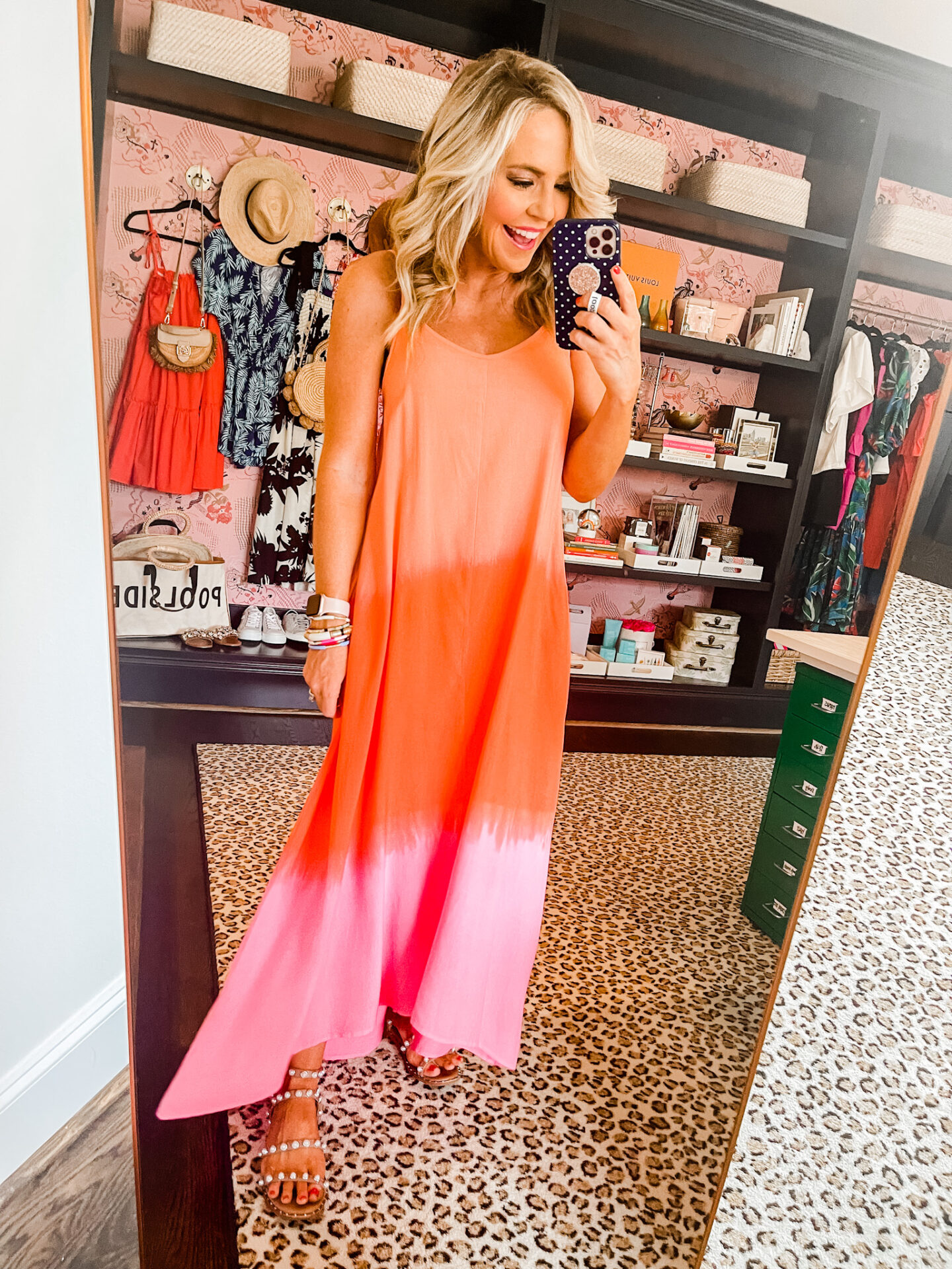 Amazon Favorites by popular Nashville life and style blog, Hello Happiness: image of a woman wearing a Amazon Mud Pie Tie Dye Maxi dress. 