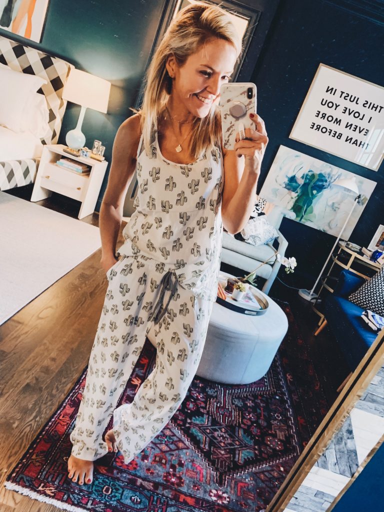 Amazon Favorites featured by top US fashion blog Hello! Happiness; Image of a woman wearing pajamas from Amazon.