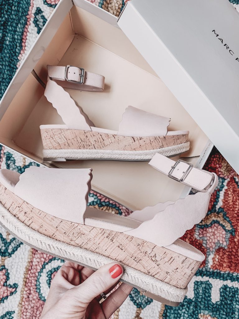 Ready, Set, SHOP! The Best in 4th of July Sales by popular Nashville fashion blog, Hello Happiness: image of Marc Fisher Faitful Flatform Sandals in their shoe box.