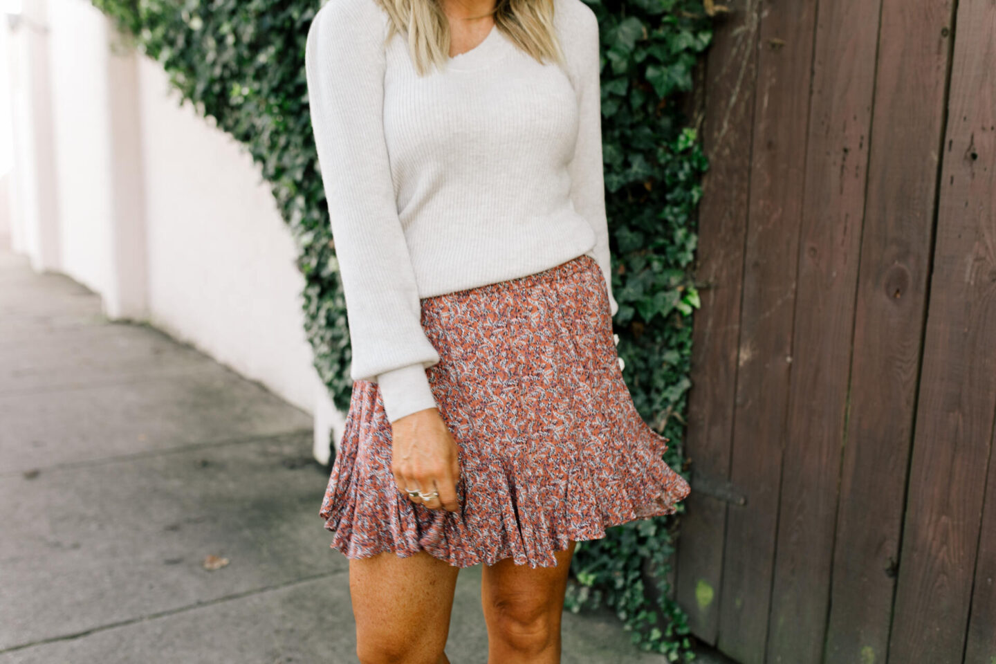 Skirt and Sweater Look styled by top Nashville fashion blogger, Hello Happiness