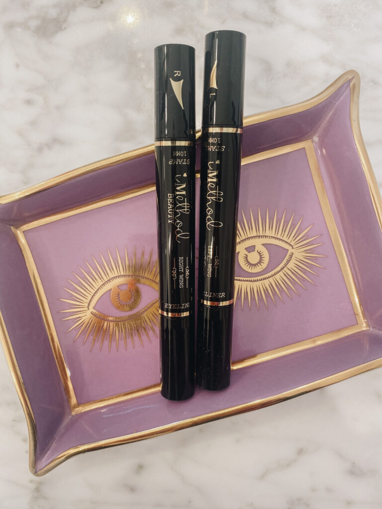 2020 Favorites by popular Nashville life and style blog, Hello Happiness: image of Amazon eyeliner stamps in a purple and gold trinket dish. 