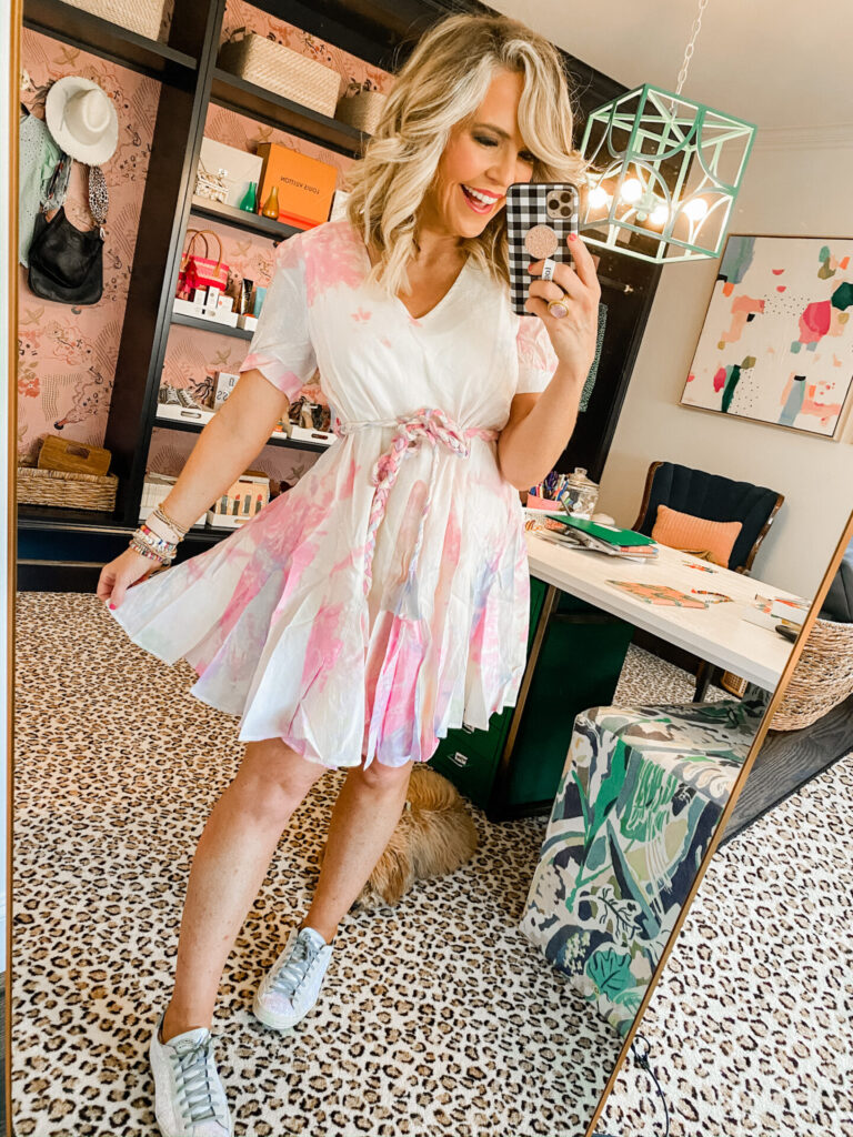 Favorite Things on Amazon by popular Nashville life and style blog, Hello Happiness: image of a Amazon tie dye dress. 
