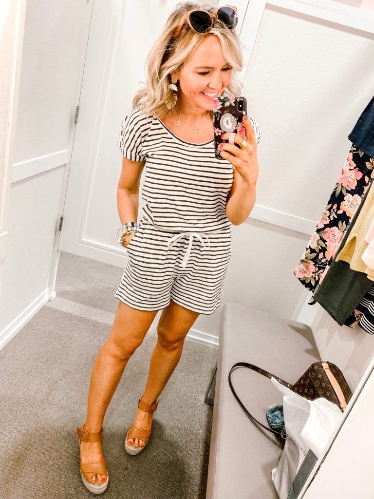 Ready, Set, SHOP! The Best in 4th of July Sales by popular Nashville fashion blog, Hello Happiness: image of woman standing inside a changing room 