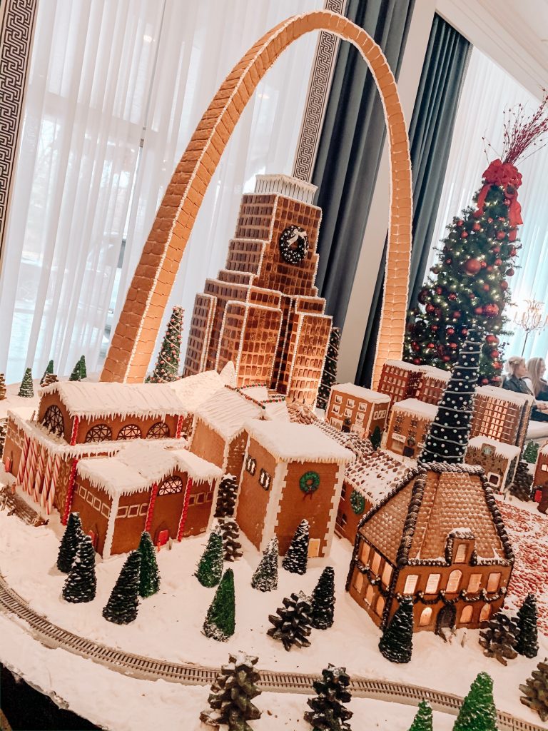 Meet Me for a Weekend in St. Louis | The Perfect Family Getaway by popular travel blog, Hello Happiness: image of the city of St. Louis made out of gingerbread.