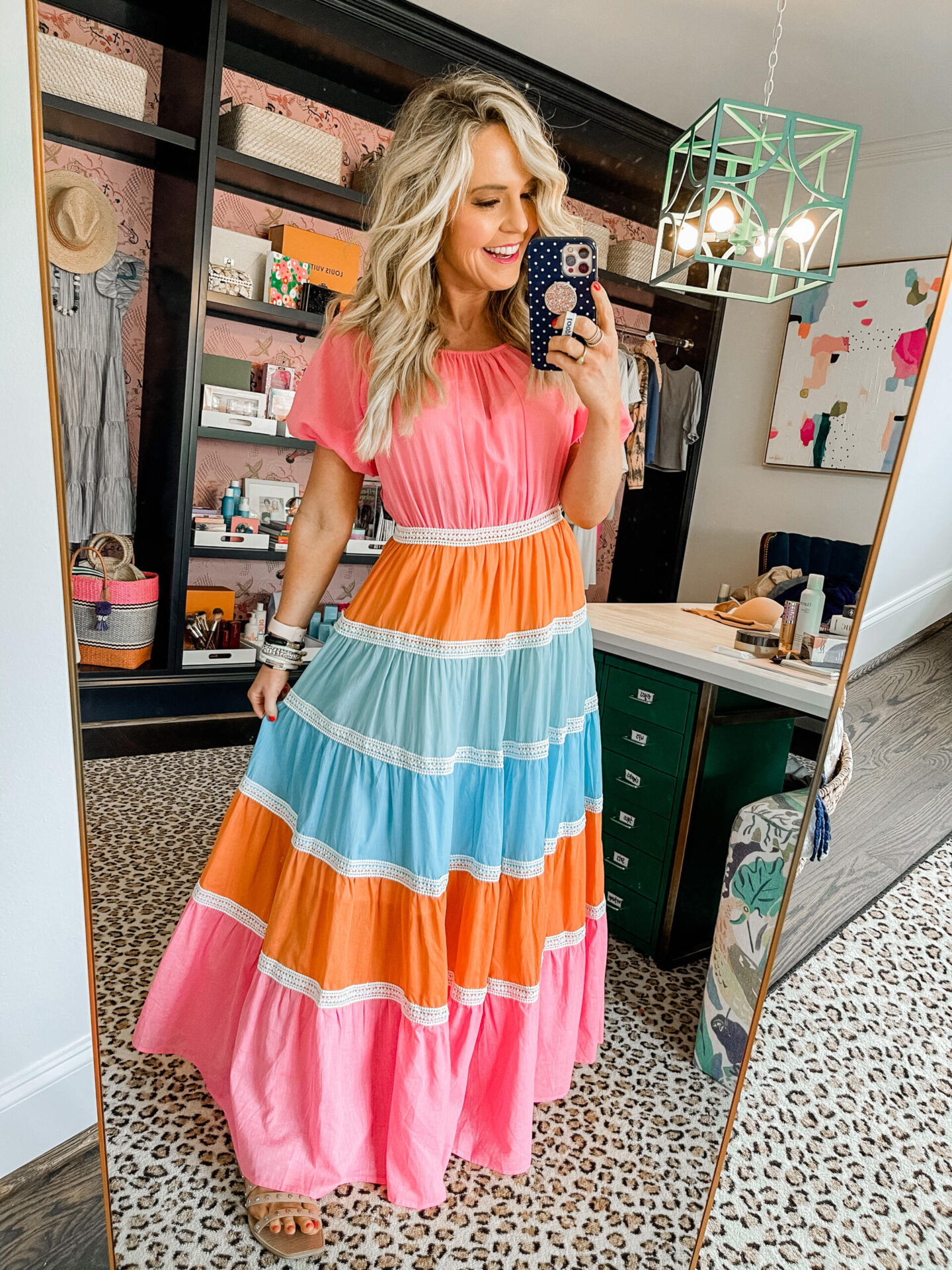Amazon Favorites by popular Nashville fashion blog, Hello Happiness: image of Natasha Stoneking wearing a color block maxi dress. 
