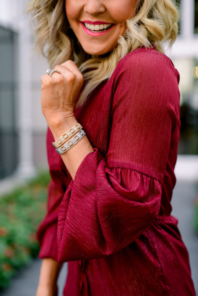 Accessory Concierge by popular Nashville fashion blog, Hello Happiness: image of Natasha Stoneking wearing the Accessory Concierge Ahana bracelets.