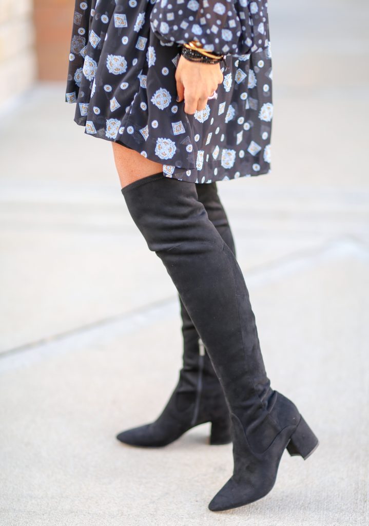 Cute Winter Shoes  featured by top US fashion blog, Hello! Happiness: image of a woman wearing Jayne Over the Knees boots