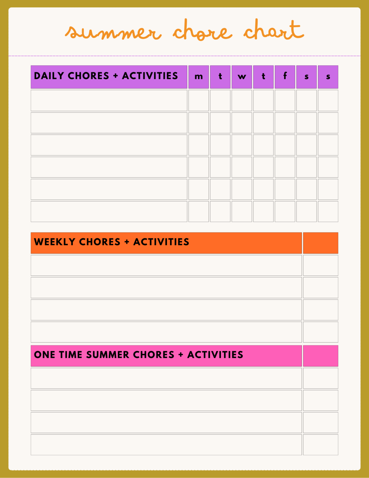 Summer Chart.pdf summer chore chart | keeping them busy but productive | Hello! Happiness