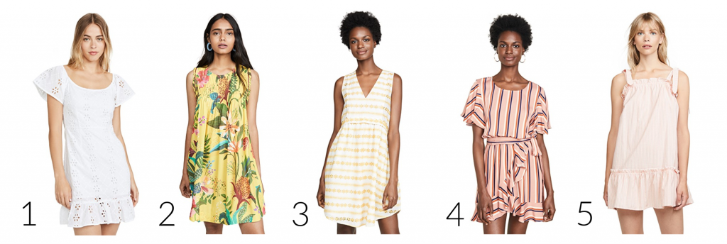 My Favorite Summer Ensembles... One and Done Wonders by popular Nashville fashion blog, Hello Happiness: collage image of 5 summer dresses.