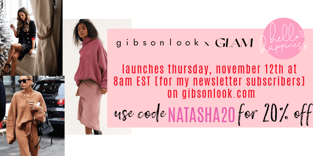 Gibsonlook by popular Nashville fashion blog, Hello Happiness: image of a Gibsonlook x Glam coupon code. 