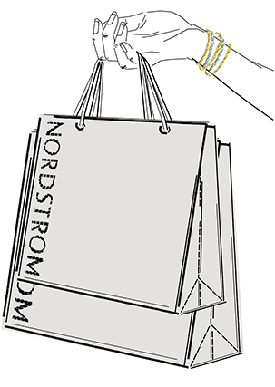 Making My List...How to Shop the 2019 Nordstrom Anniversary Sale by popular Nashville fashion blog, Hello Happiness: illustration of a hand holding two Nordstrom shopping bags.