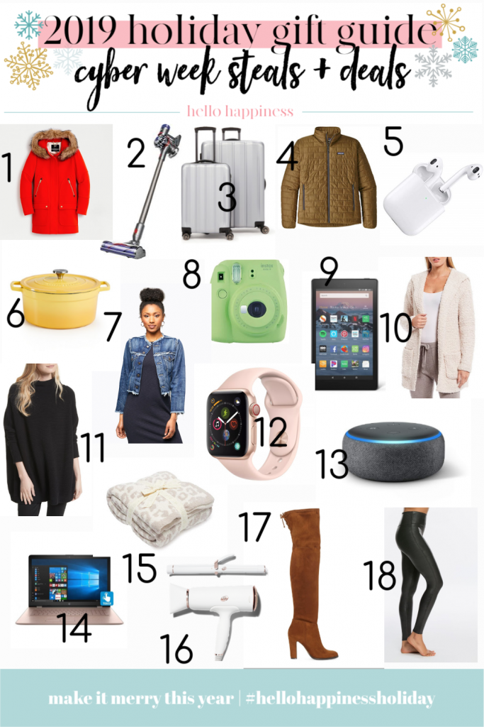 2019 Holiday Gift Guide | 2019 Holiday Gift Guide | Best Cyber Week Sales and Deals by popular Nashville life and style blog, Hello Happiness: collage image of cyber week deal items.