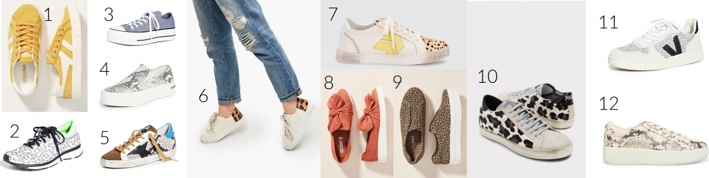 Stock Up...It's Fall Sneakers Season by popular Nashville fashion blog, Hello Happiness: collage image of Gola Yellow Sun Sneakers, Adizero Leopard Shoes, Chuck Taylor Lift Sneakers, Baja Platform Sneakers, Golden Goose Superstar Shoes, Emmy Sneaker, Zaga Leopard Shoes, Silent D Knot Shoes, Heidi Slip On Sneaks, John Leopard Sneaker, Veja V-10 Sneakers, Bertie Beige Snake Shoe