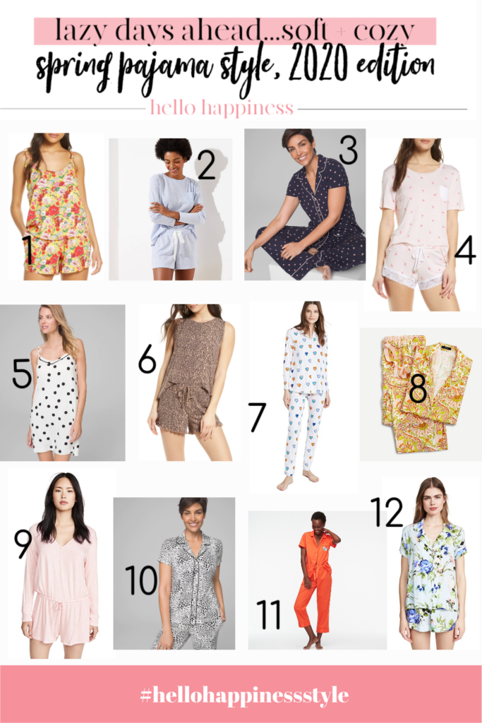 Spring Pajamas by popular Nashville fashion blog, Hello Happiness: collage image of various Spring pajamas. 