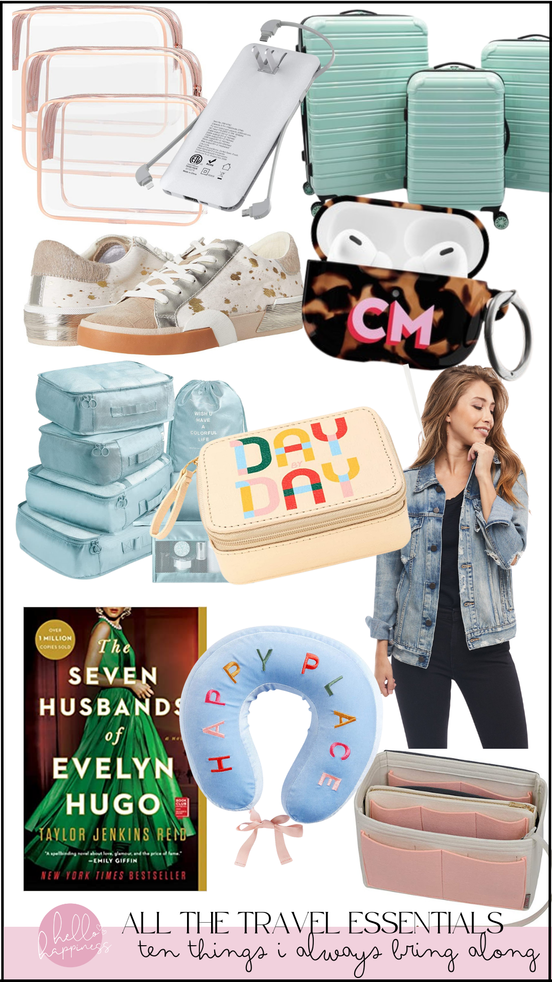 top 10 travel essentials for her featured by hello happiness.